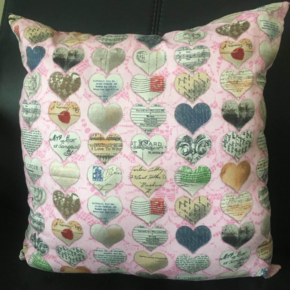 Hearts Pink Accent Pillow 14"x14"